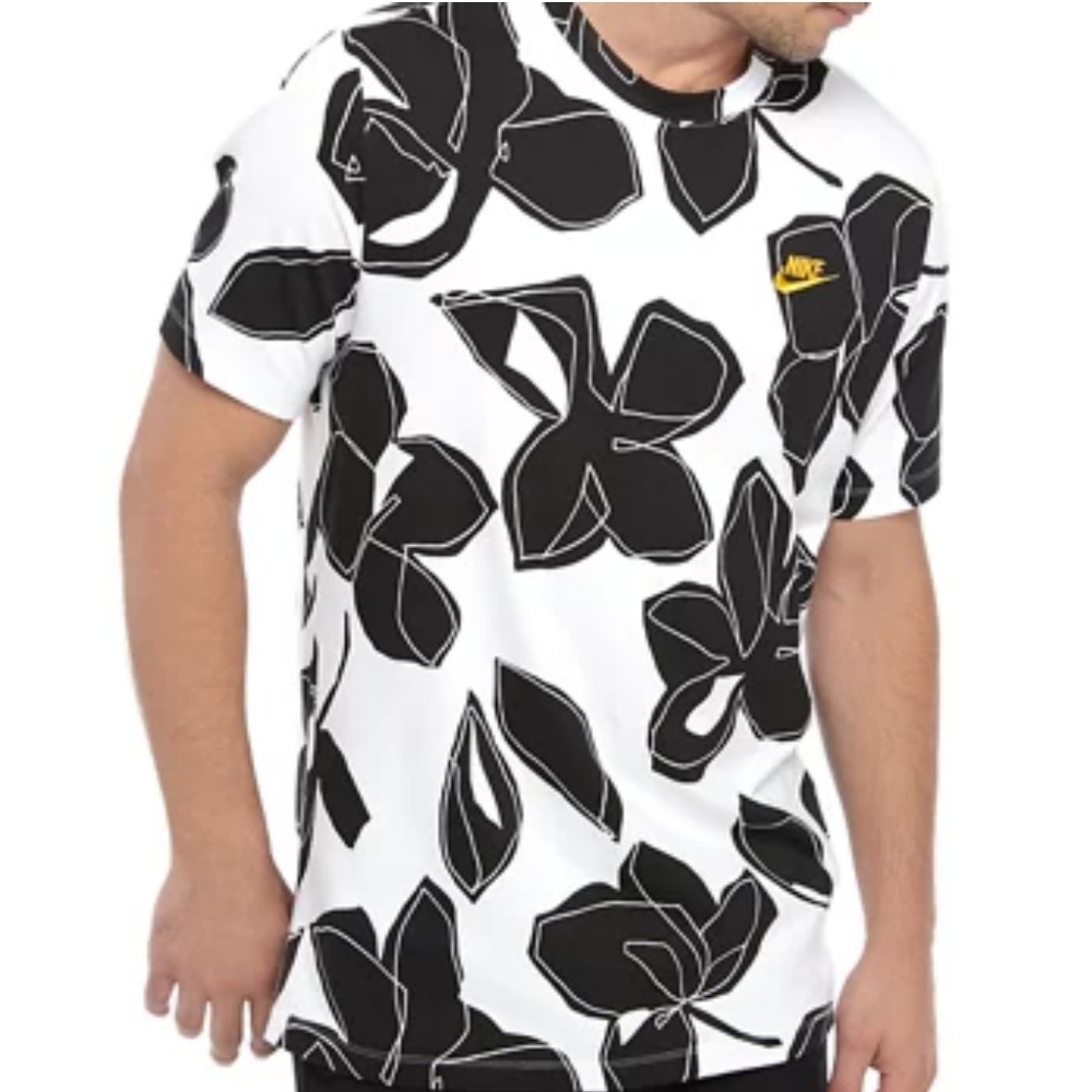NIKE FLORAL AOP TEE WHITE/BLACK-UNIVERSITY GOLD